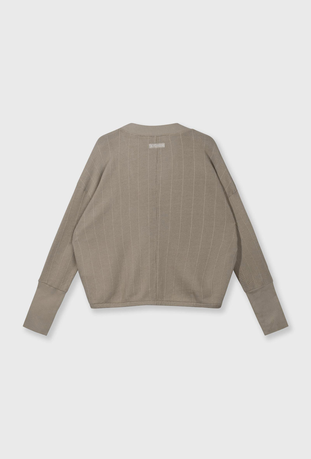 Krótki kardigan oversize o waflowej strukturze taupe