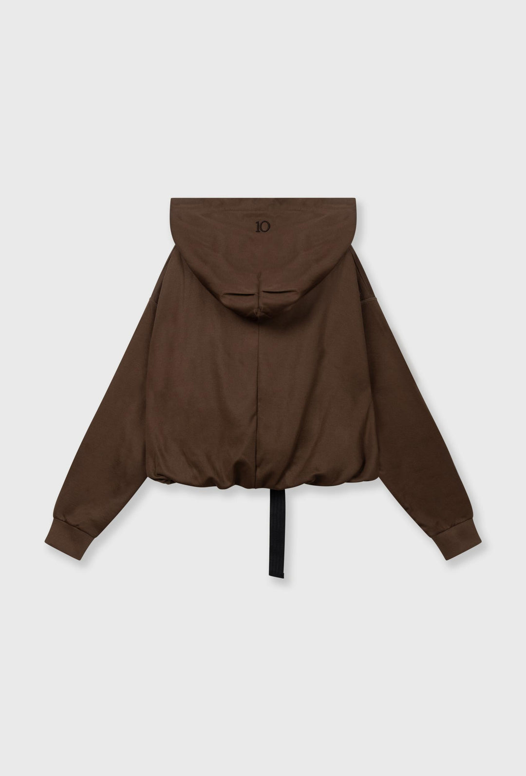 Krótka brązowa bluza z kapturem 10DAYS z paskiem i klamrą