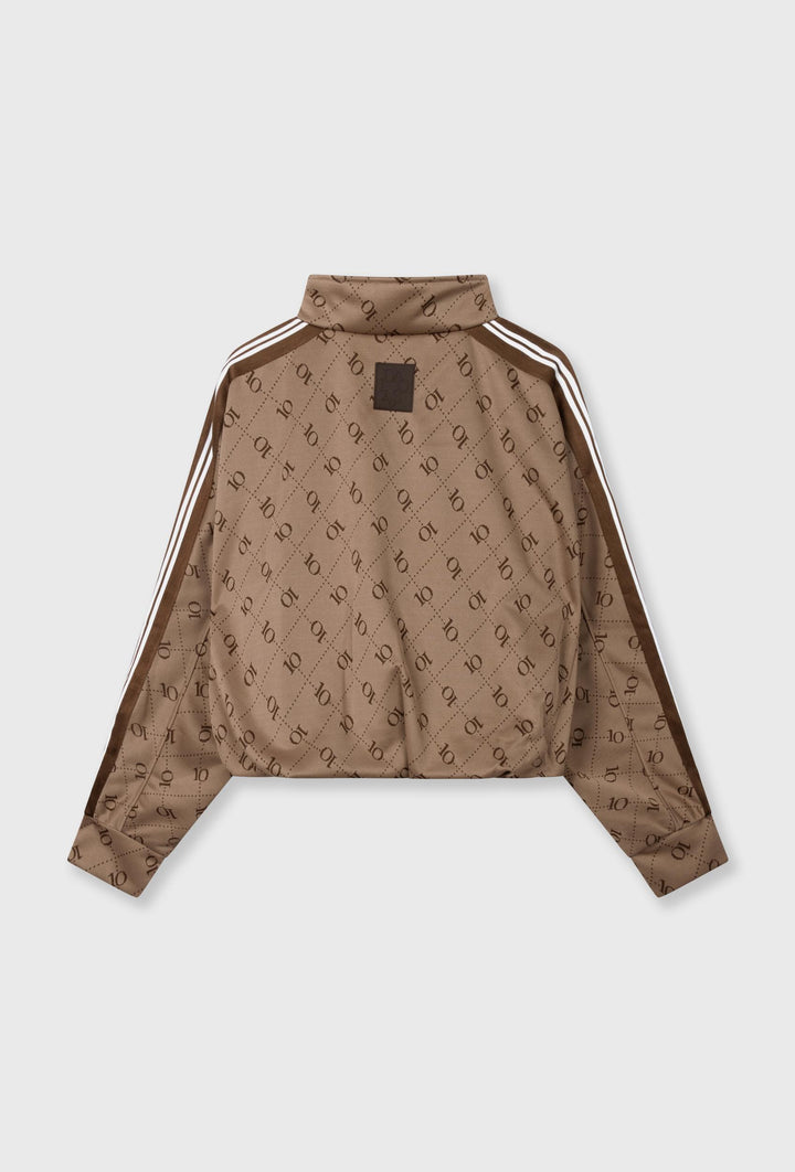 Beżowo-brązowa bluza rozpinana 10DAYS z monogramem i stójką