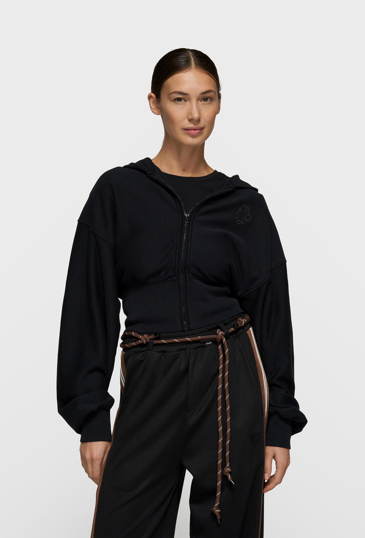 Czarna krótka bluza rozpinana z kapturem 10DAYS