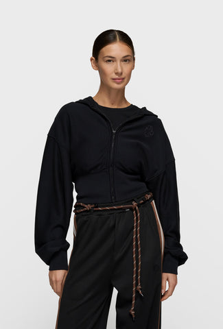 Czarna krótka bluza rozpinana z kapturem 10DAYS