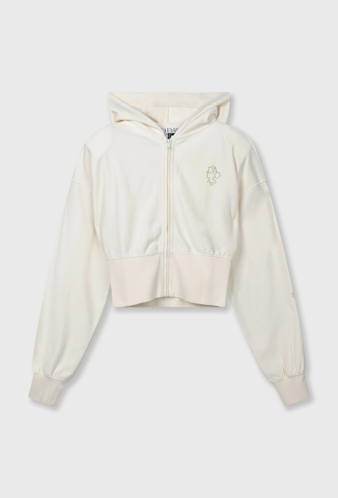 Ecru krótka bluza rozpinana z kapturem 10DAYS