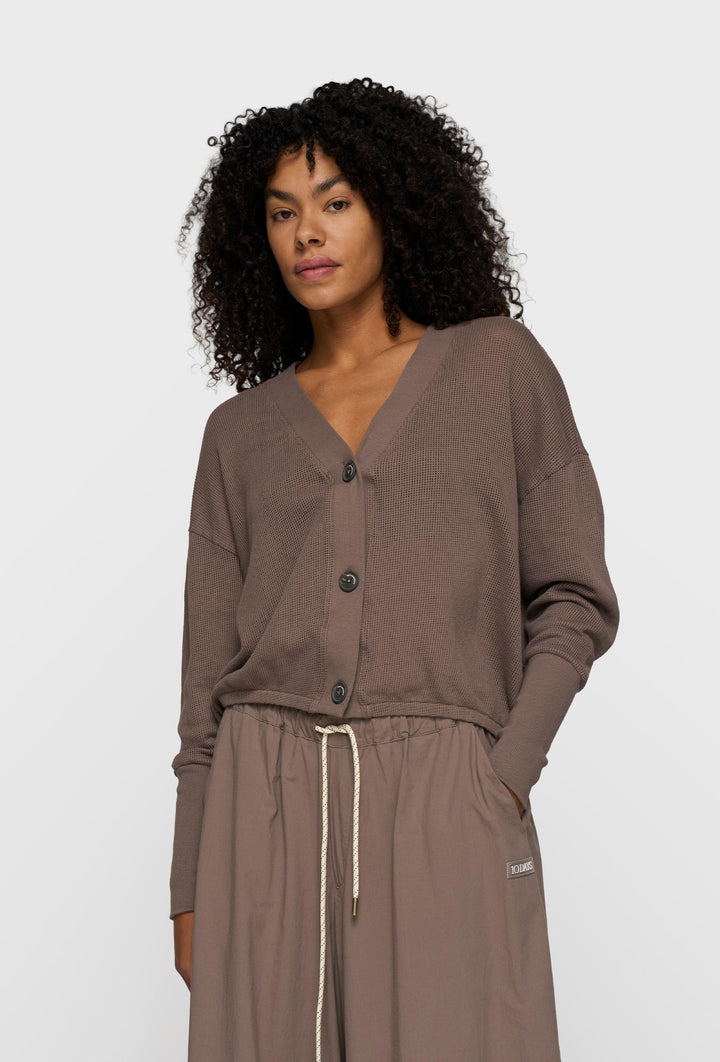 Rozpinany kardigan w kolorze taupe