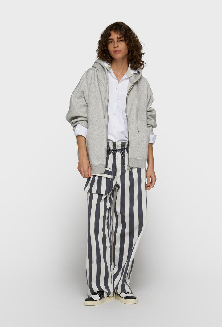 Rozpinana bluza oversize z kapturem szary melanż