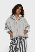 Rozpinana bluza oversize z kapturem szary melanż