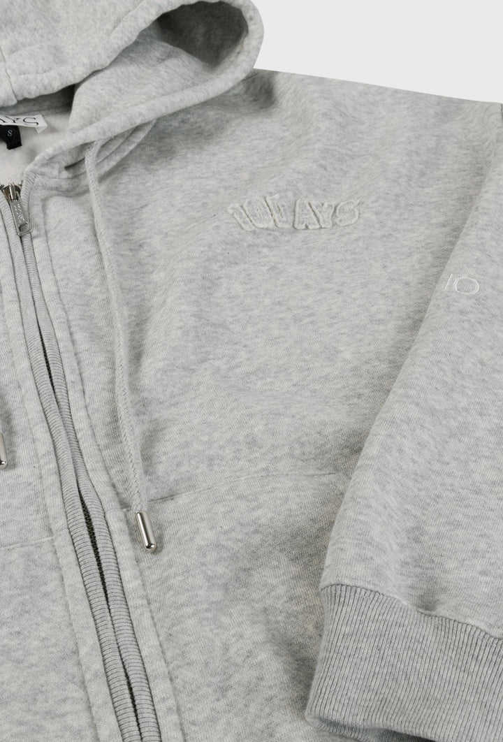 Rozpinana bluza oversize z kapturem szary melanż