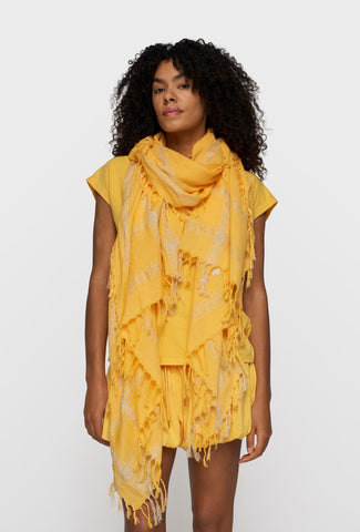 Szal w energetycznym, żółtym kolorze