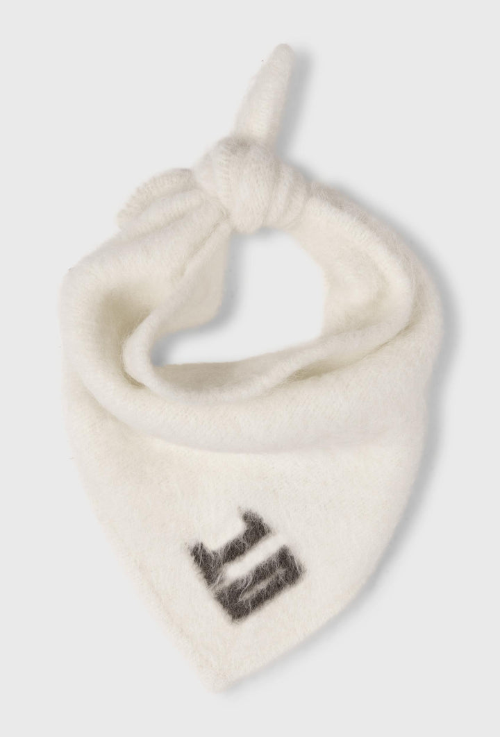 Ecru wełniana chusta 10DAYS z wiązaniem i logo