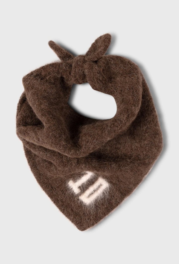 Brązowa wełniana chusta 10DAYS z wiązaniem i logo