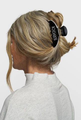 Czarna klamra do włosów 10DAYS z kontrastowym logo