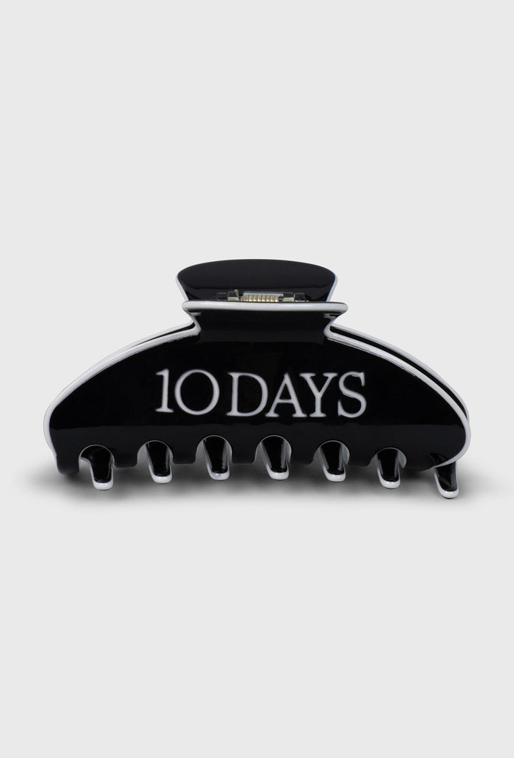 Czarna klamra do włosów 10DAYS z kontrastowym logo