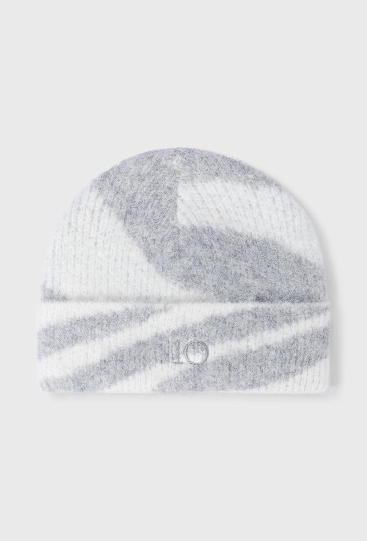 Czapka beanie w szaro-biały wzór 10DAYS