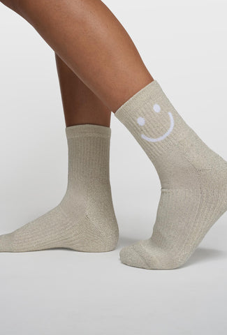 Skarpetki z połyskiem i motywem smile