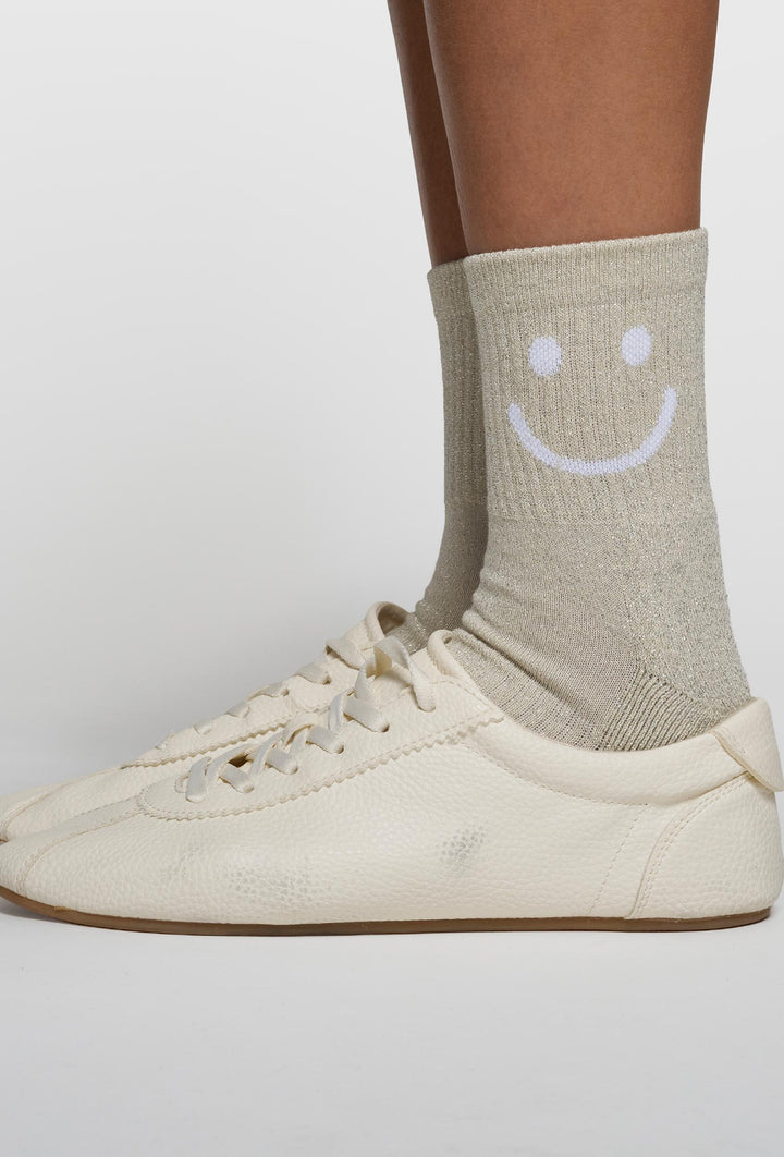 Skarpetki z połyskiem i motywem smile