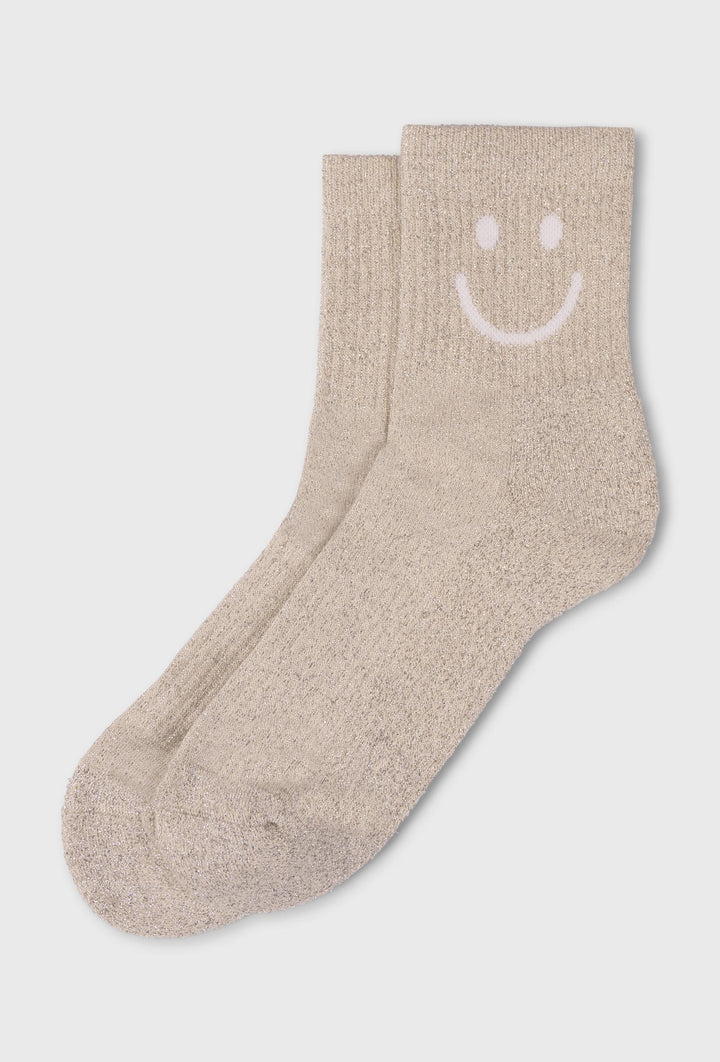 Skarpetki z połyskiem i motywem smile