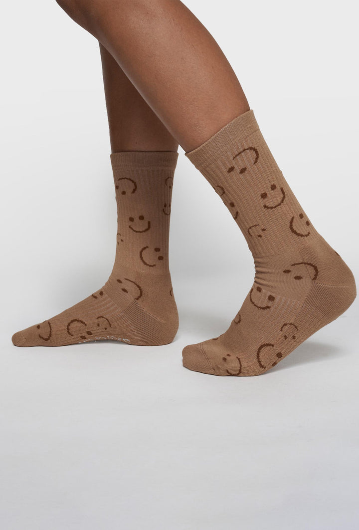 Brązowe skarpetki 10DAYS ze wzorem uśmiechu