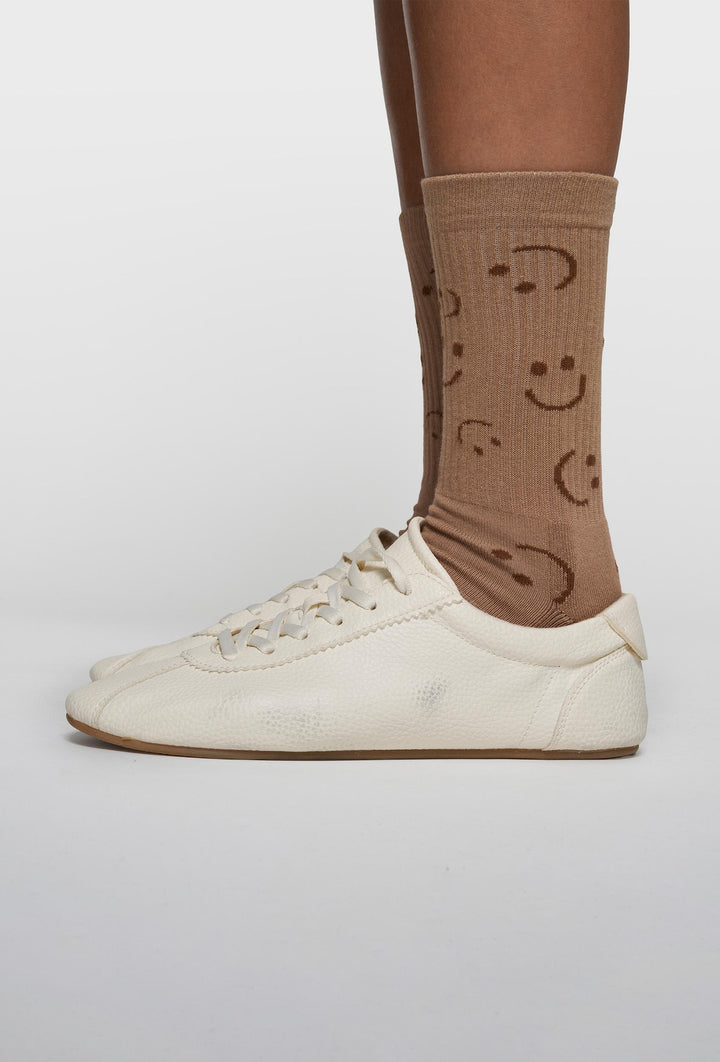 Brązowe skarpetki 10DAYS ze wzorem uśmiechu