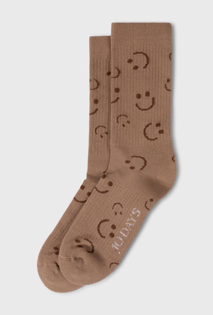 Brązowe skarpetki 10DAYS ze wzorem uśmiechu