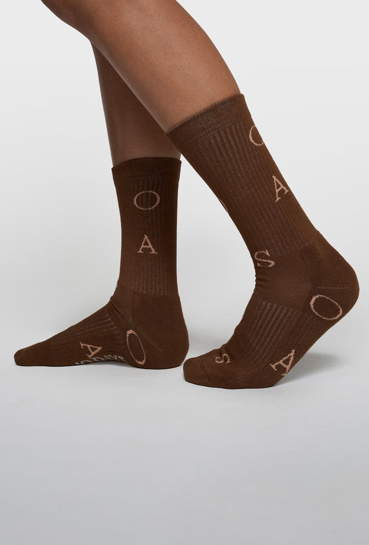 Brązowe skarpetki 10DAYS z literowym wzorem