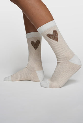 Beżowe skarpetki 10DAYS z motywem serca