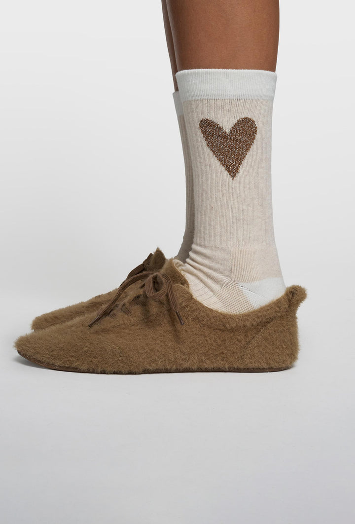 Beżowe skarpetki 10DAYS z motywem serca