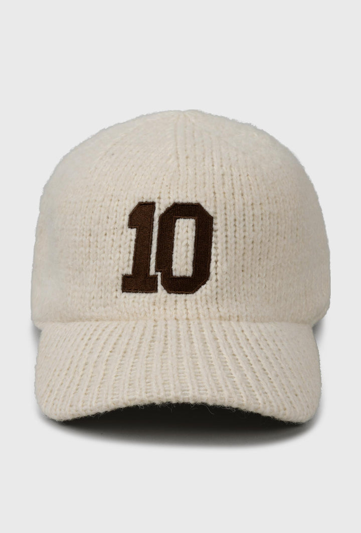 Kremowa dzianinowa czapka z daszkiem 10DAYS