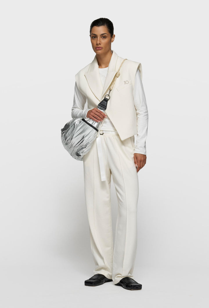 Srebrna torba crossbody "Moon Bag" z linowym uchwytem