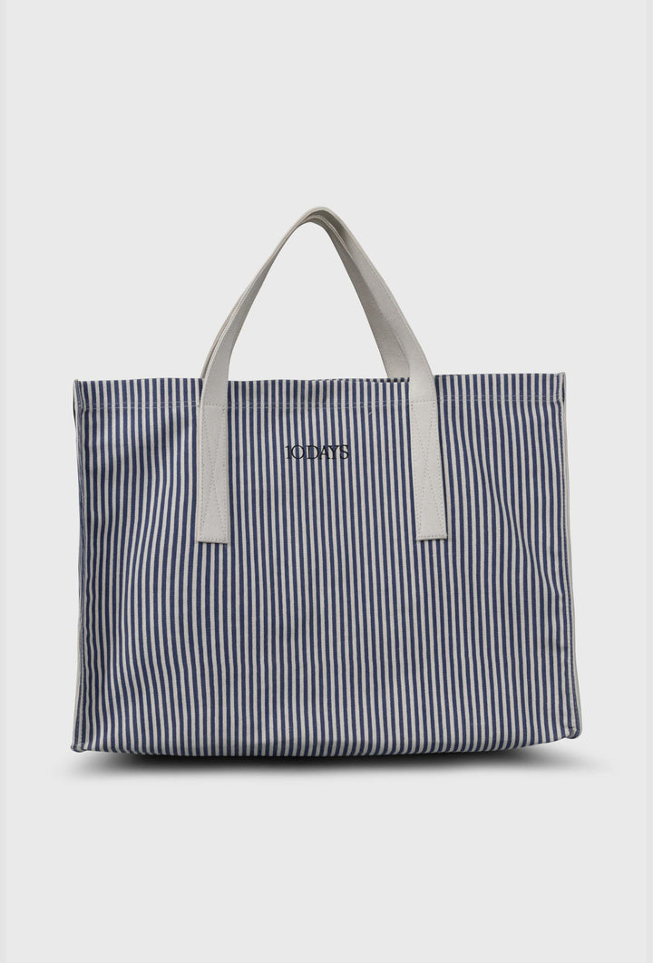 Torba shopper w szarym kolorze w paski