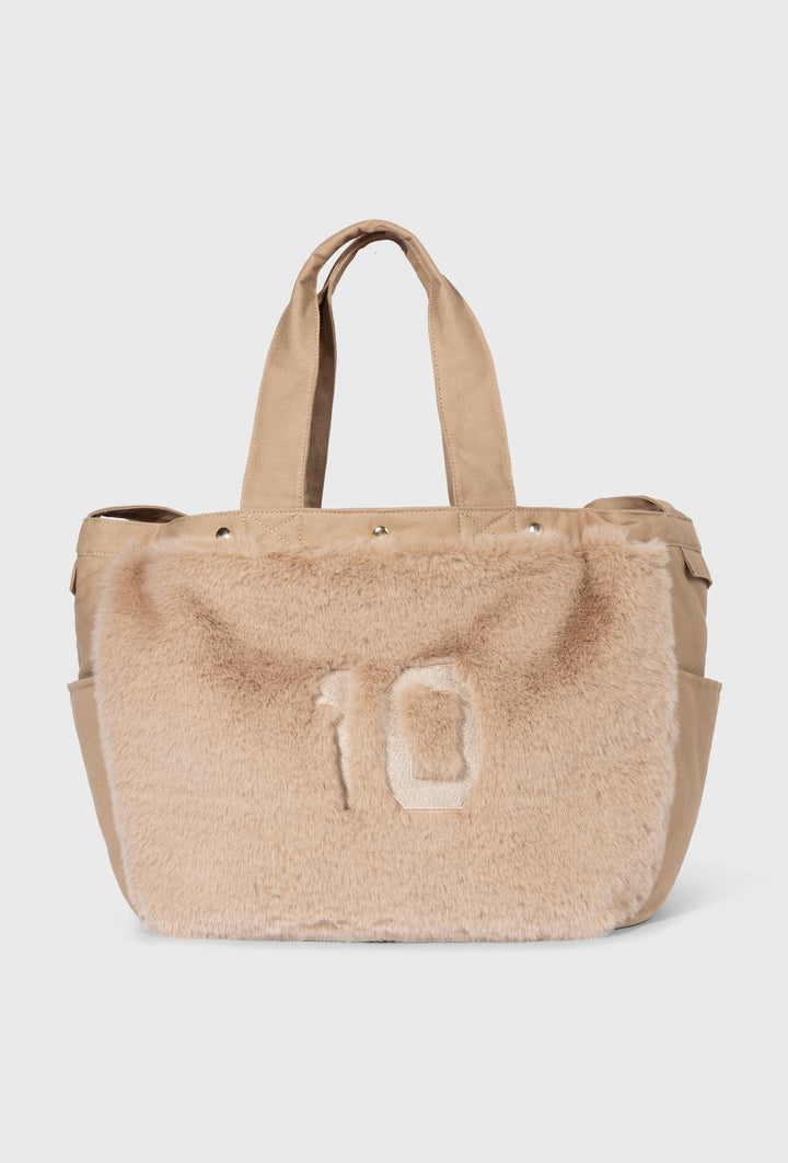 Torebka 10DAYS shopper z futrzanym wykończeniem