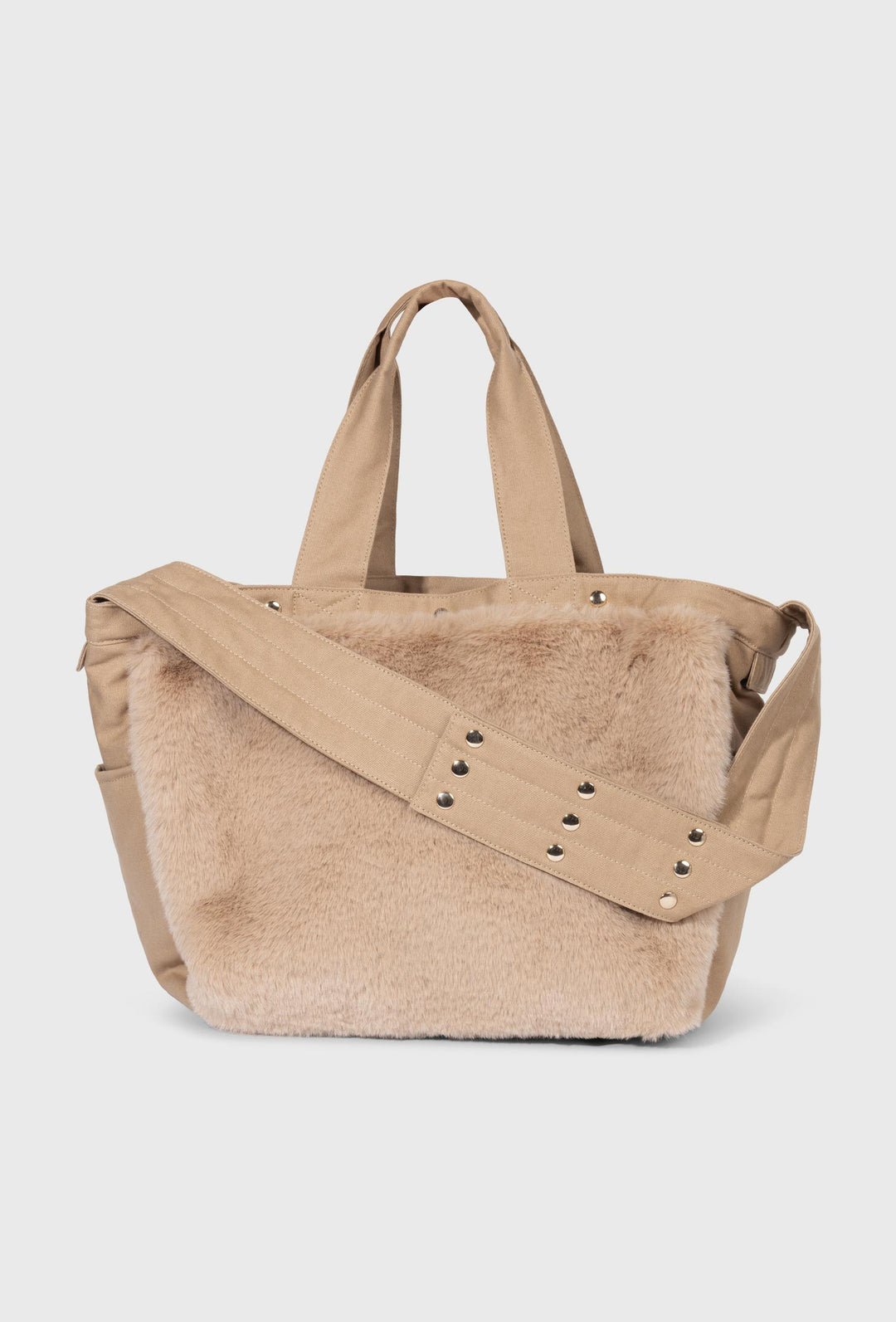 Torebka 10DAYS shopper z futrzanym wykończeniem