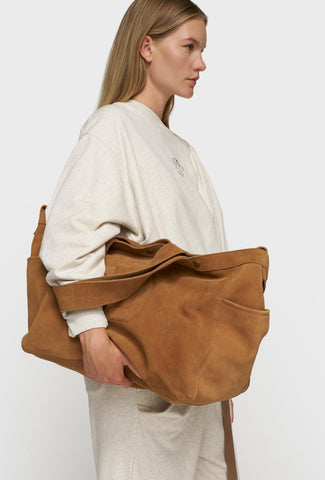 Torba shopper z miękkiego brązowego zamszu