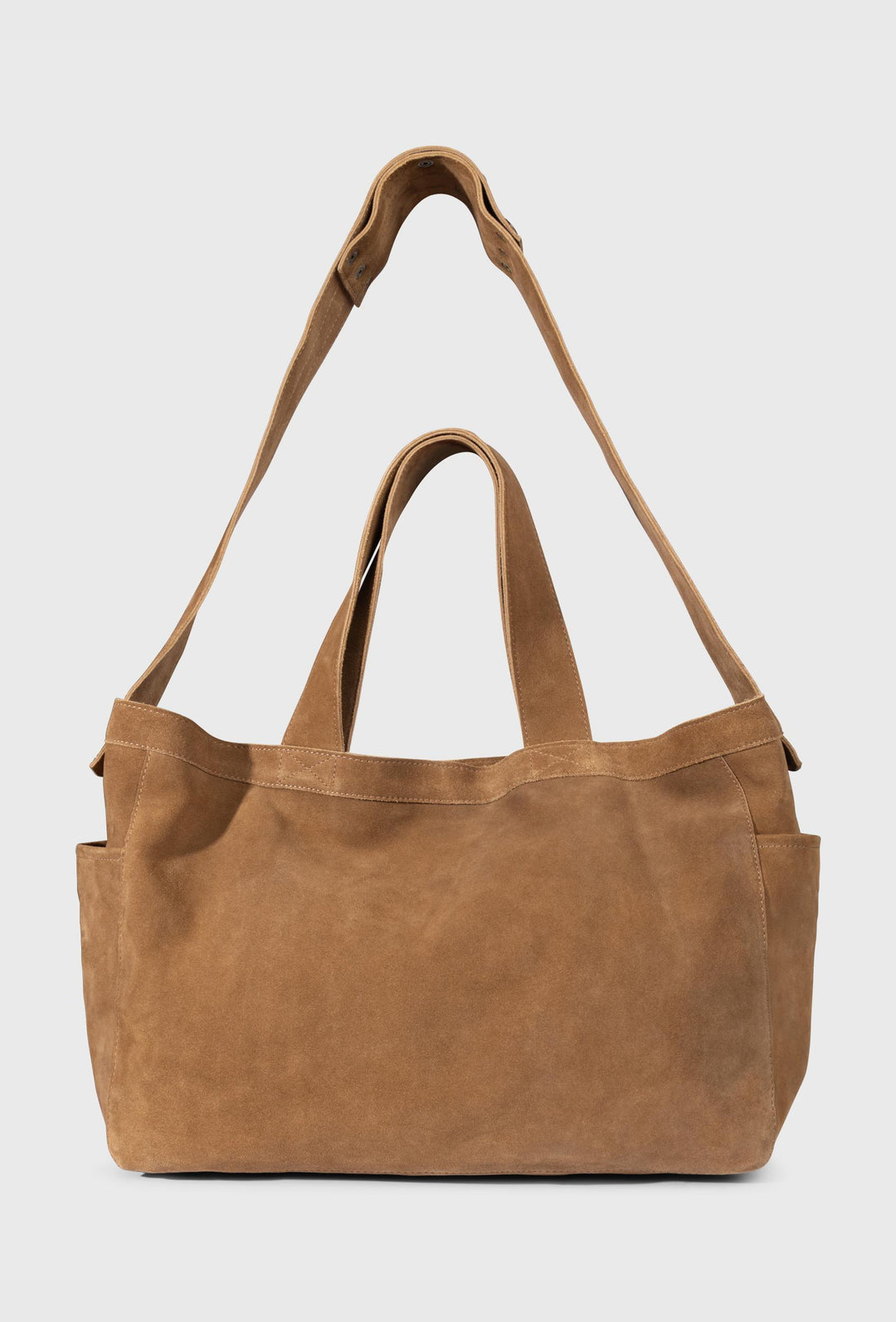 Torba shopper z miękkiego brązowego zamszu
