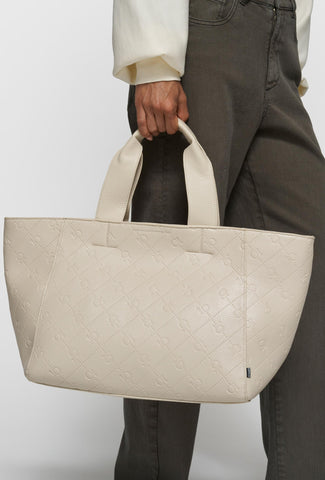 Beżowa pikowana torba shopper 10DAYS z tłoczonym logo