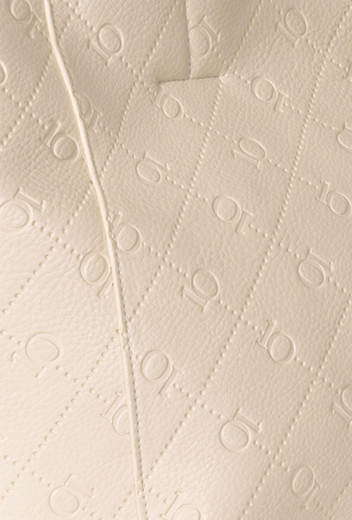 Beżowa pikowana torba shopper 10DAYS z tłoczonym logo