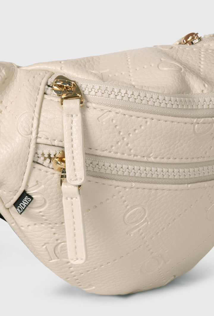 Beżowa pikowana torebka nerka 10DAYS z tłoczonym logo