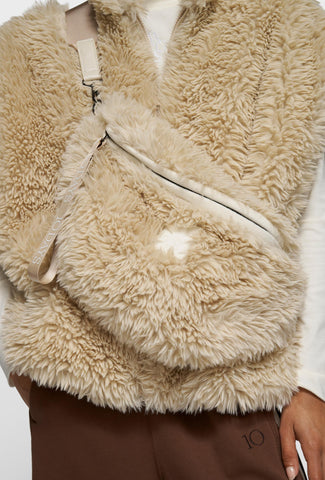 Beżowa saszetka futrzana 10DAYS z regulowanym paskiem