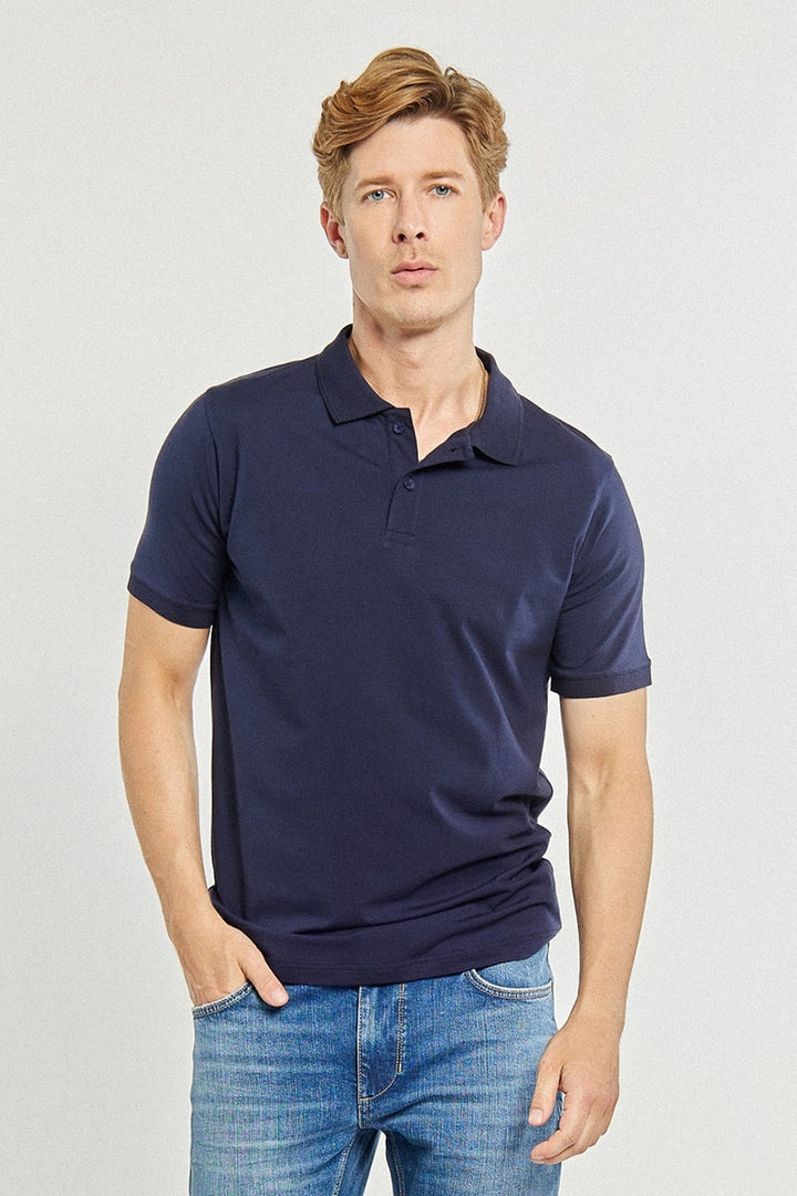 Polo 1/2 bawełna pima cotton z dopasowanymi rękawami