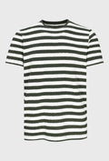 Klasyczny męski t-shirt w paski w zielonym kolorze