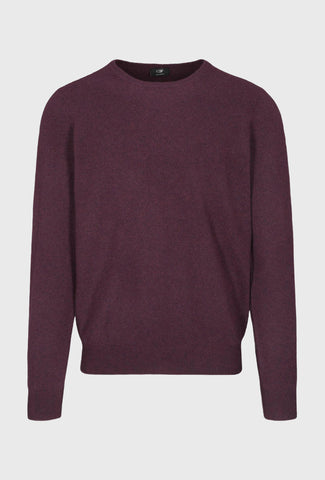 Sweter Commander z okrągłym dekoltem w kolorze bordowym