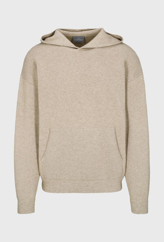 Kaszmirowy sweter z kapturem w kolorze kremowym