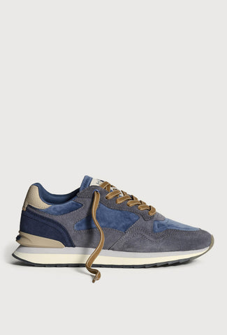 Niebiesko-szare sneakersy z beżowymi wstawkami
