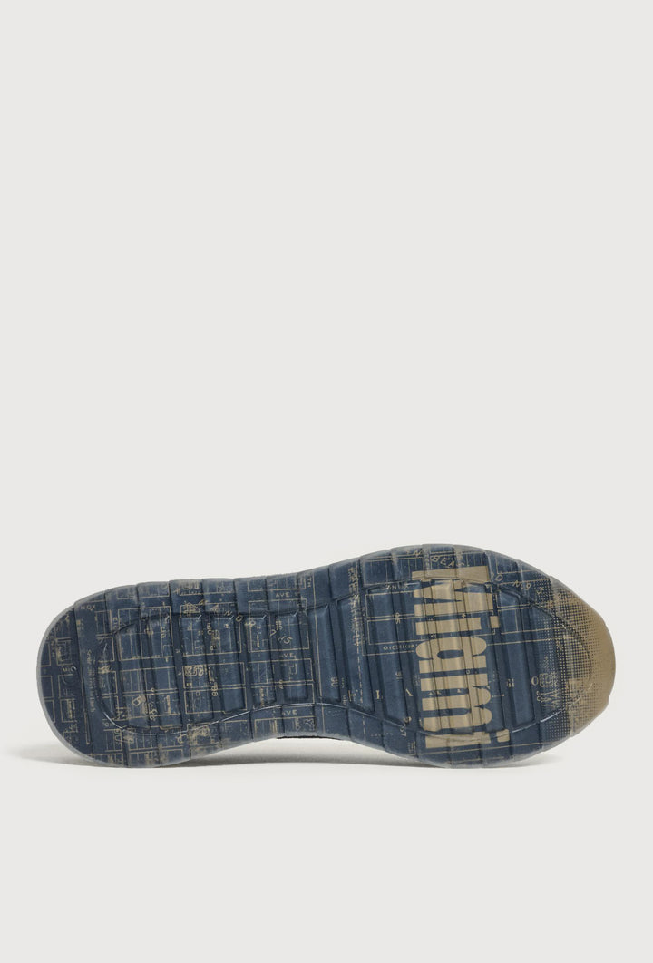 Niebiesko-szare sneakersy z beżowymi wstawkami