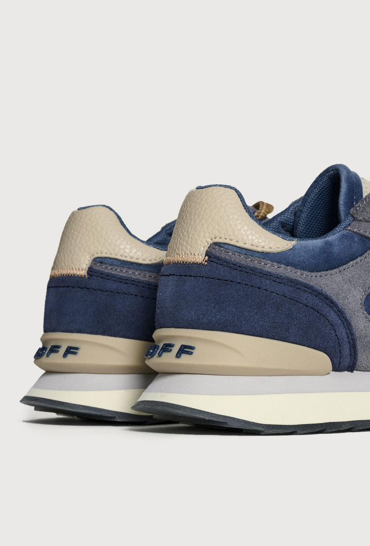 Niebiesko-szare sneakersy z beżowymi wstawkami