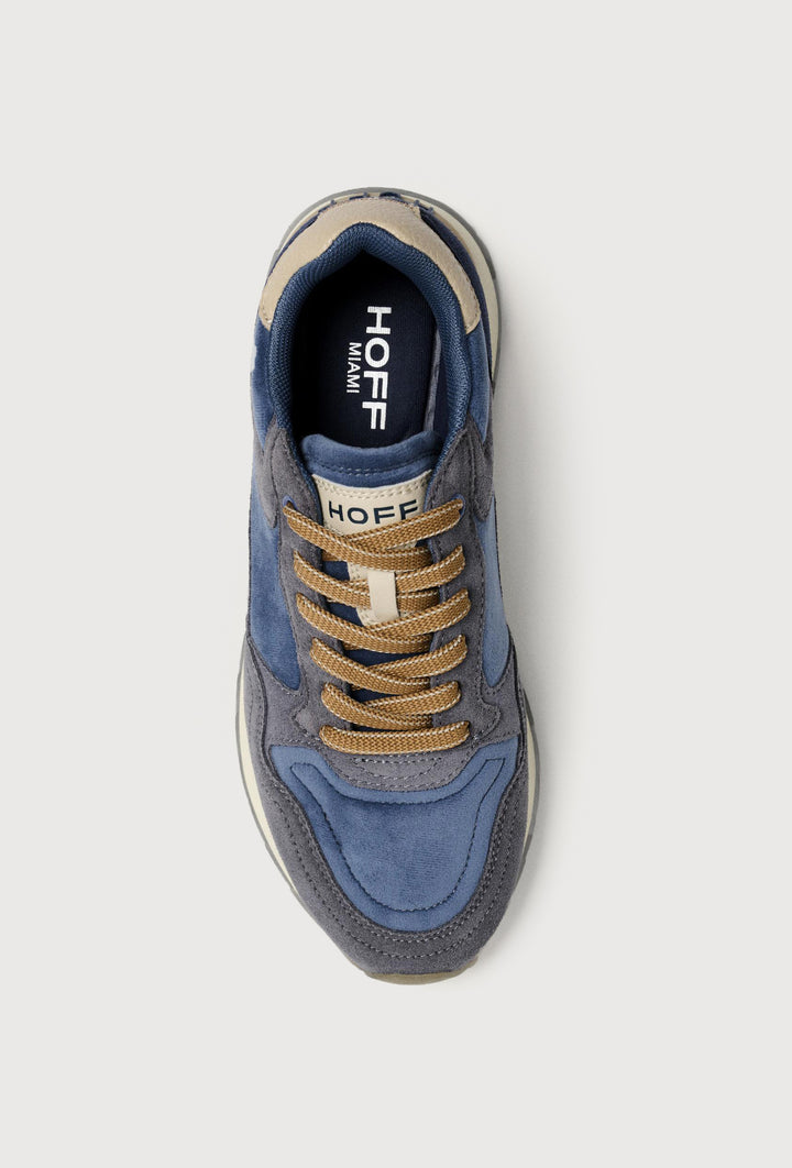 Niebiesko-szare sneakersy z beżowymi wstawkami