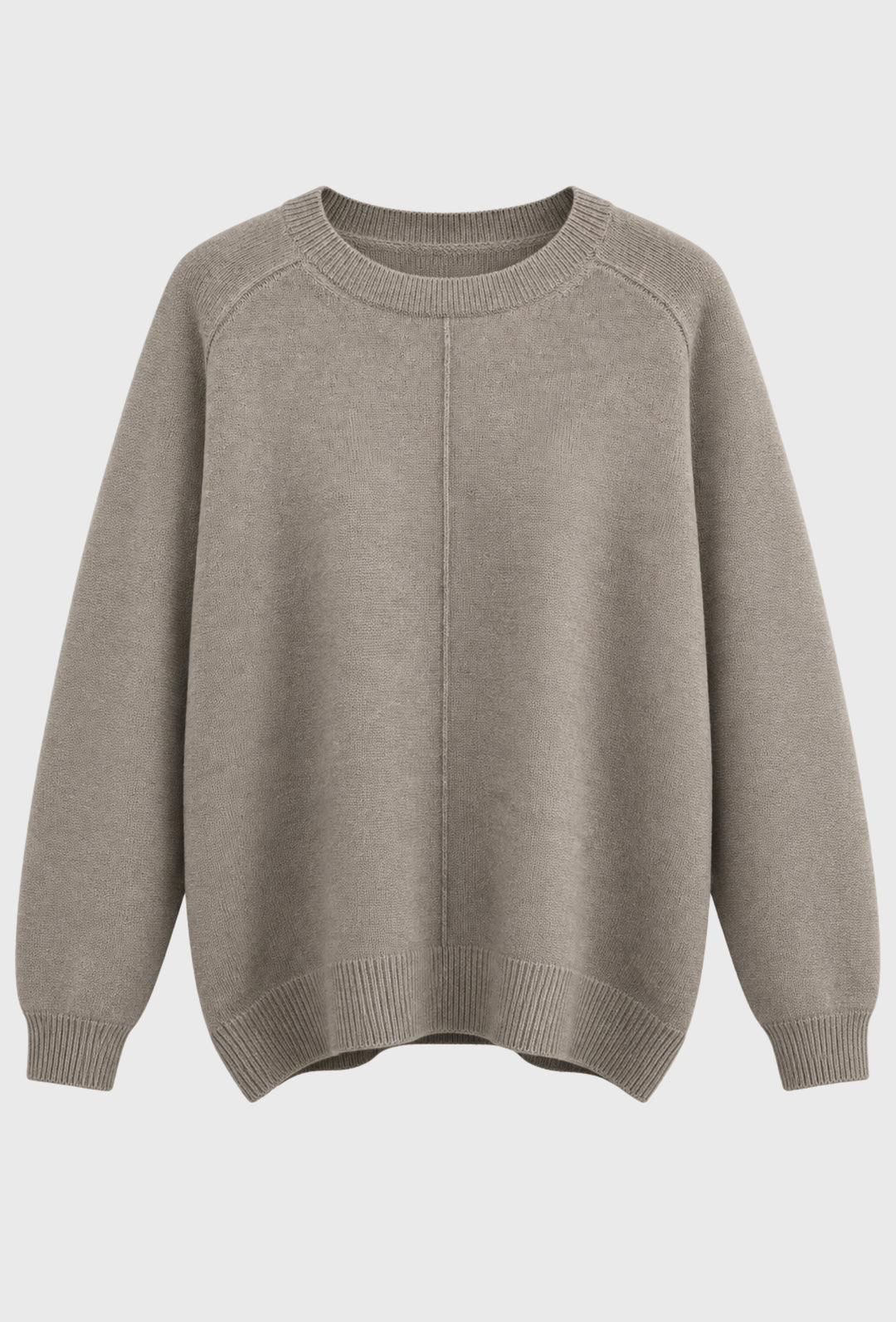 Sweter taupe z wyrazistym przeszyciem centralnym
