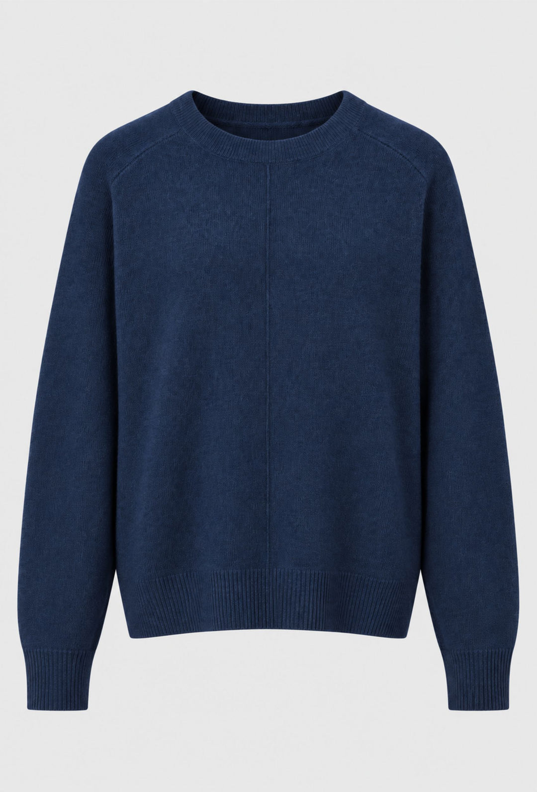Granatowy sweter z ozdobnym pionowym przeszyciem