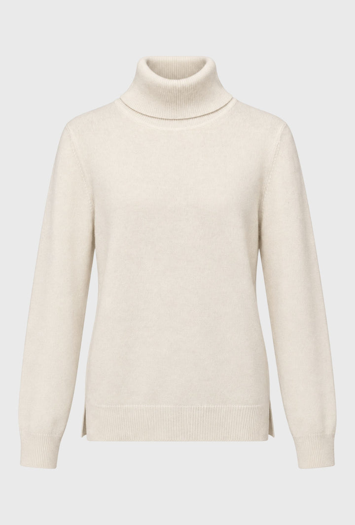 Sweter ecru z luźnym golfem miejskim