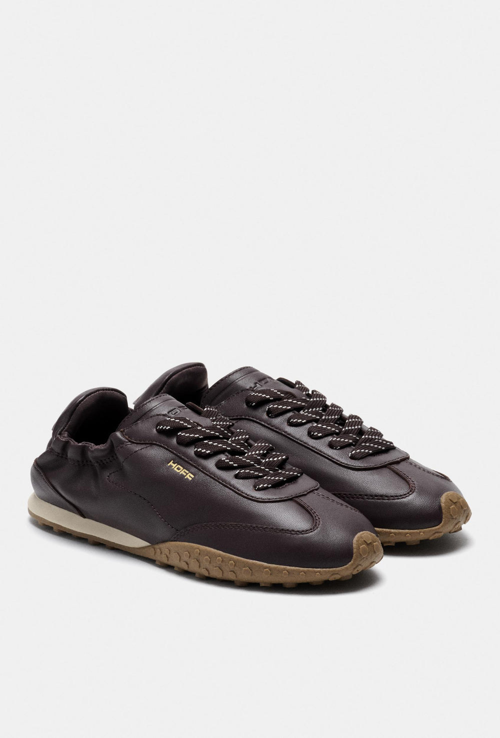 Ciemnobrązowe skórzane sneakersy HOFF z gumową podeszwą