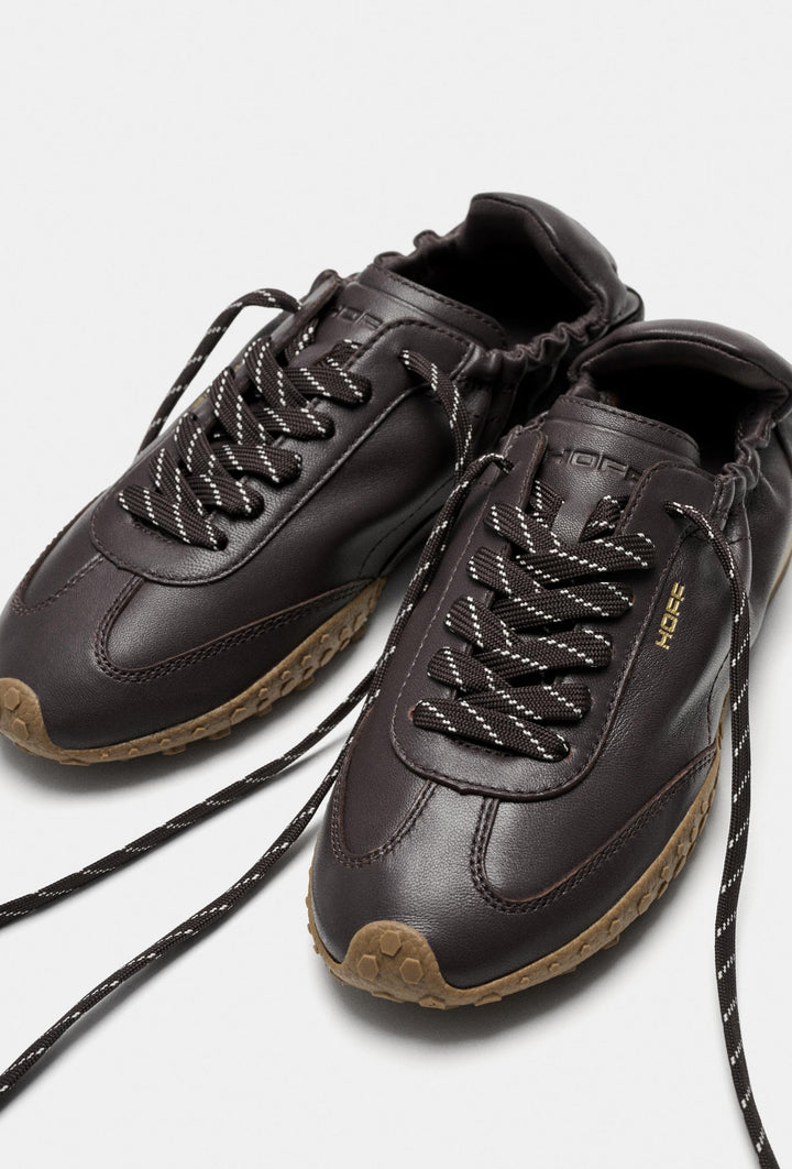Ciemnobrązowe skórzane sneakersy HOFF z gumową podeszwą