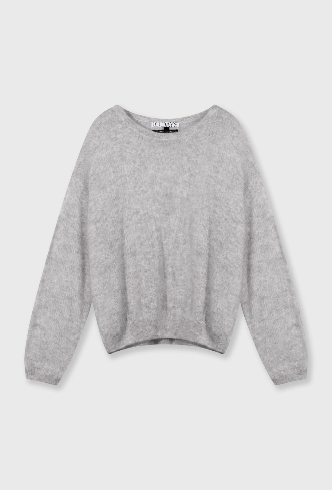 Cienki wełniany sweter z dekoltem w łódkę w kolorze szarym